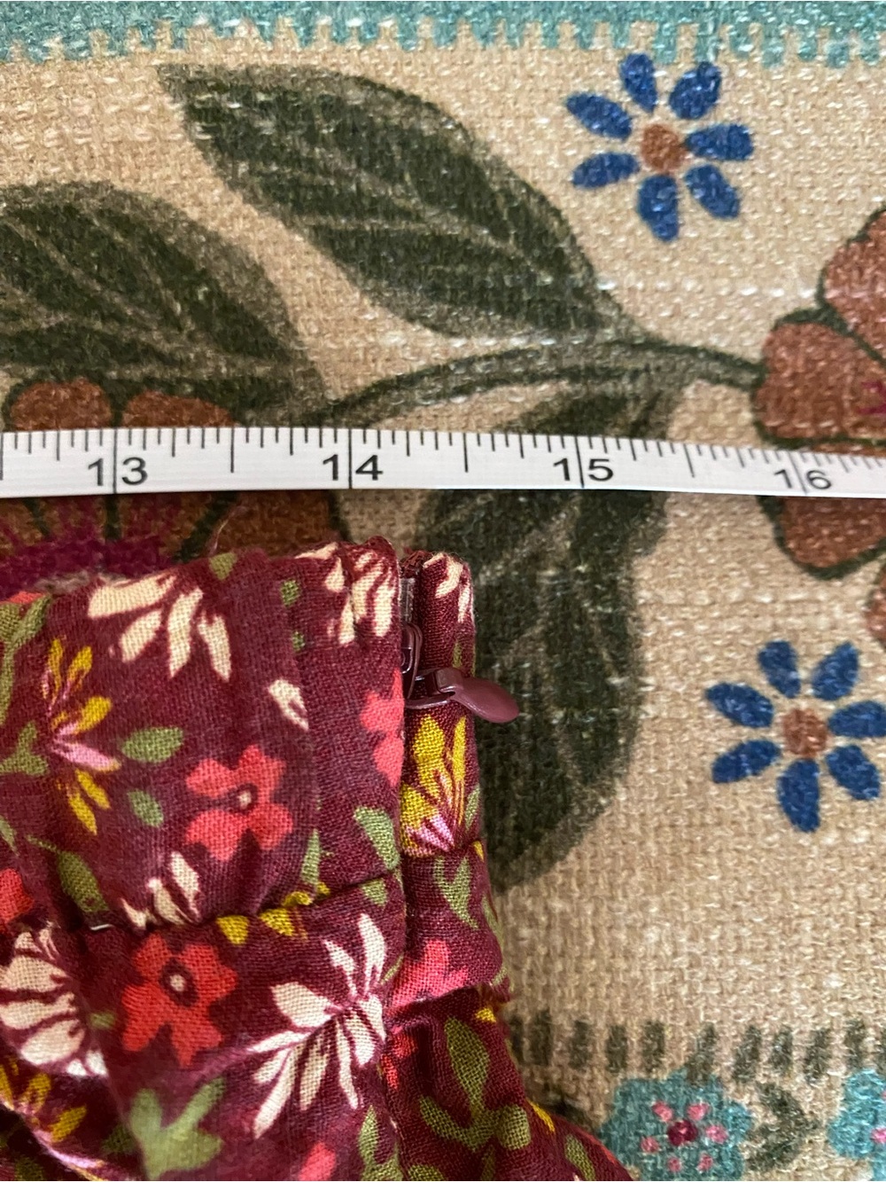 NATURAL LIFE Floral Tiered Maxi Skirt in Rust and Burgundy - Picture 5 of 9